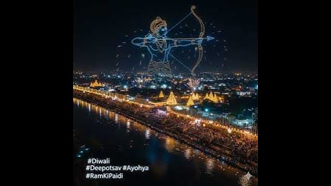 A dazzling drone show lights up the Ayodhya sky as part of Deepotsav 2025 celebrations.