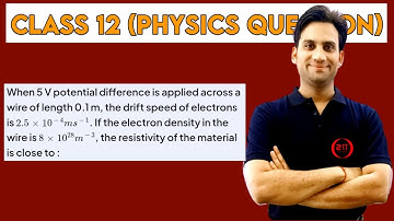 When 5 V potential difference is applied across a wire of length 0.1 m, the drift speed of electrons