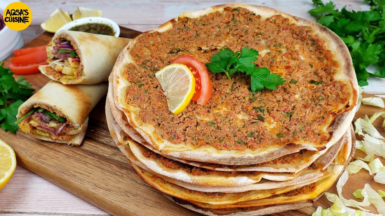 Turkish Pizza Recipe (Lahmacun) With & Without Oven by Aqsa's Cuisine YouTube