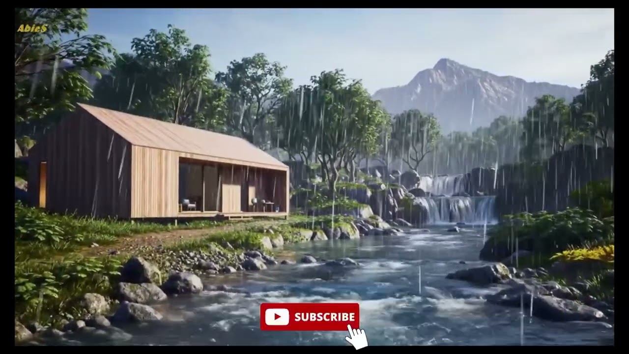 When the Rain Falls Gently on the Riverside Village 