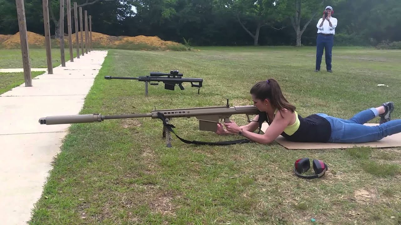 Barrett, 50cal., M70A1, pretty, girl, shoots, 50cal, Rifle.