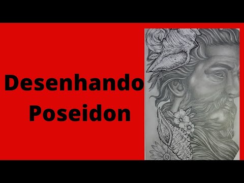 Desenhando Poseidon estatua Arte  para Tattoo.blackgray pontilismo hachuras