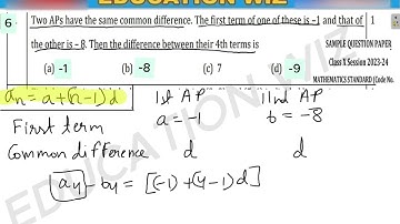 Two APs have the same common difference. The first term of one of these is –1 and that of the other