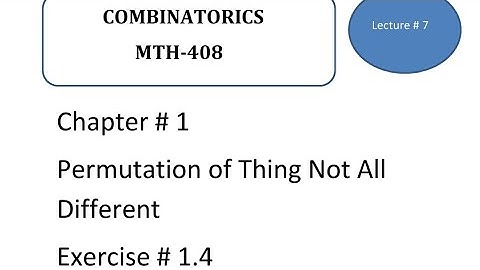 Combination  Exercise # 1.4 || Chapter # 1 || Combinatorics  in Hindi Urdu MTH-408 || Lecture 7(1/2)