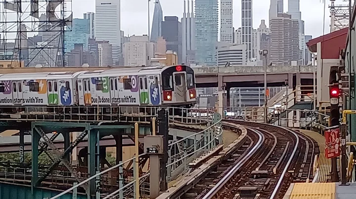 NYCT Subway: Flushing/Astoria bound (7) (7X) (N) (W) Trains PM Rush Action at Queensboro Plaza