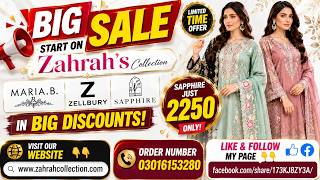 Big sale start on zahrah,s collection Maria b zellbury in big discount,sapphire just  03016153280
