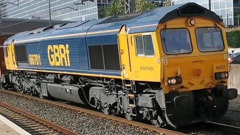 GBRF Class 66 66701 Passes Milton Keynes Central with Southbound Intermodal Container Train 10/6/22