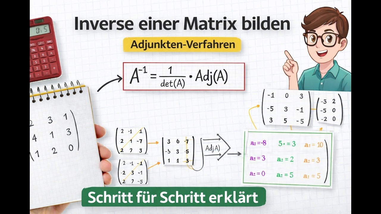 Matrix Invertieren - einfach erklärt (Adjunkten-Verfahren) - YouTube