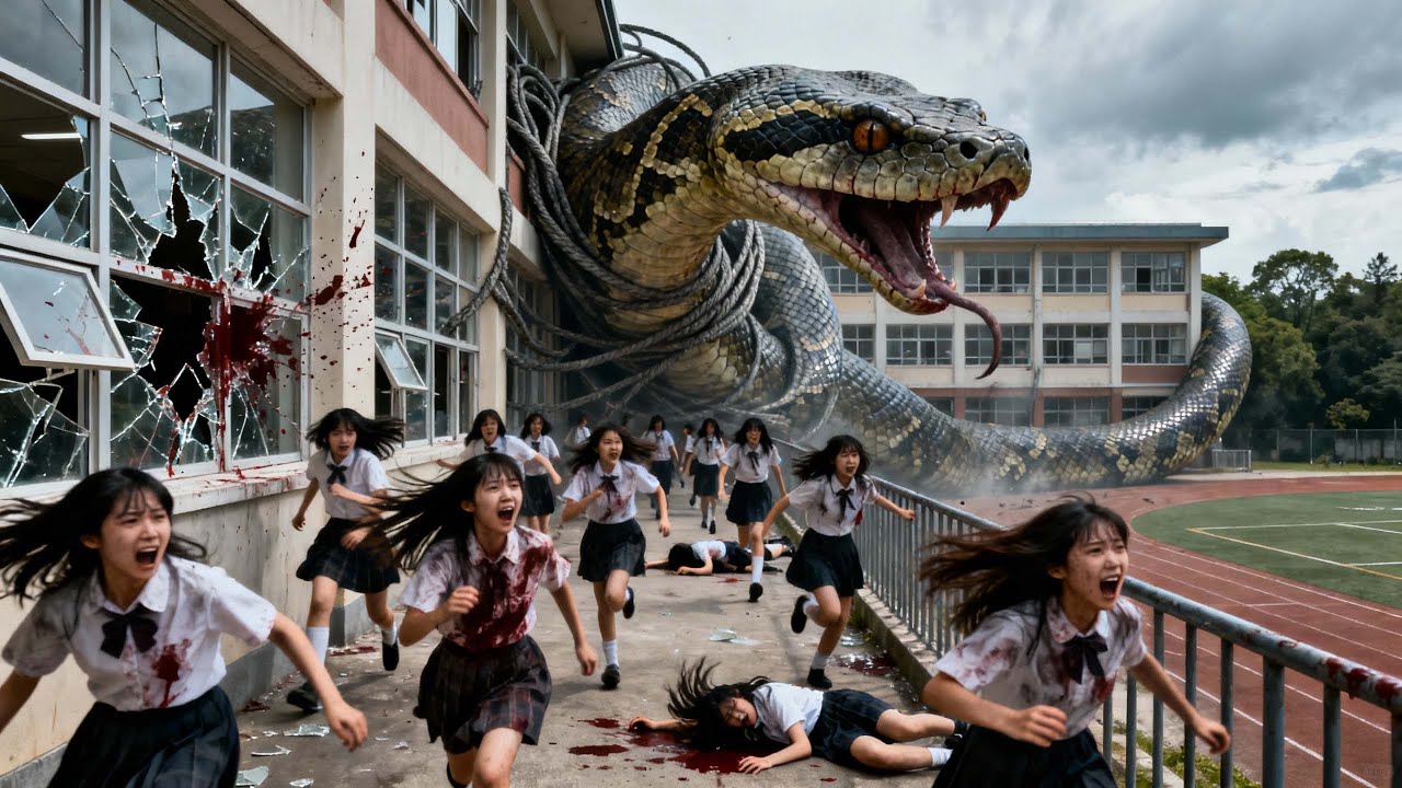 巨蛇闯进校园，女学生丝毫没有招架之力！【巨蛇闯女校 Rising Boas in a Girl's School】