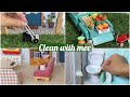 V18 dollhouse fall clean up seasonal cleaning routine  fall miniature dollhouse closet tour asmr