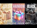 Choose your gift gift  3 gift box challenge  gold rainbow  black giftboxchallenge