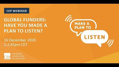 Global Funders: Have You Made a Plan to Listen?