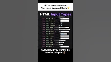 💻 Do you Know all these HTML input types?#html #webdev #coding #html #css #js #webdev #reactjs #node