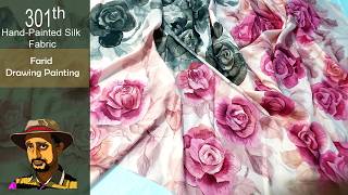 Hand Painted  Rose Design on Soft Silk Saree | Part-301 screenshot 3