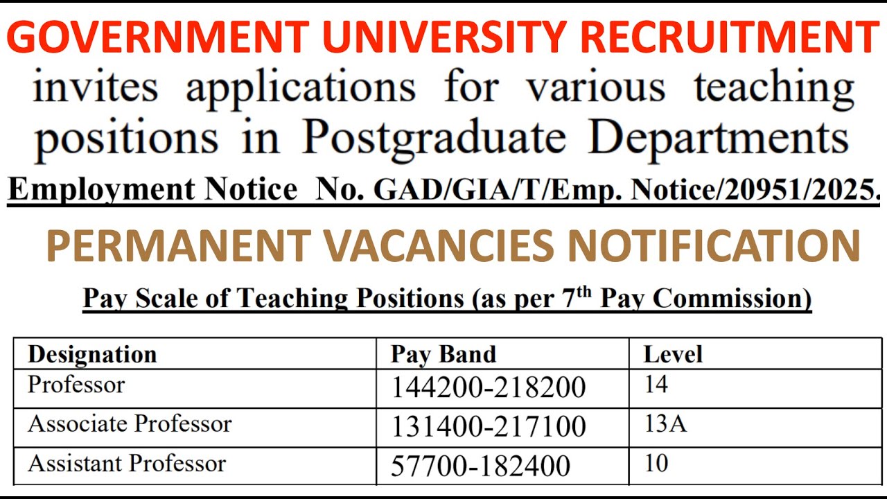 Permanent Assistant Professor Recruitment Notification in Govt. College | With PG Rs 1,82,400 pm