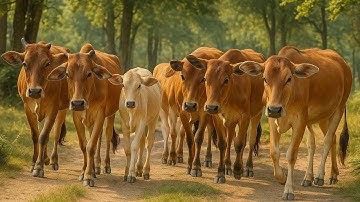 Pengembala Mengiring sapi lembu jinak menuju kandang, Suara Sapi Moo, Sapi Lucu berkawanan di jalan