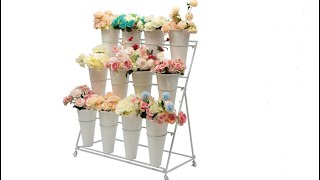 Moforchory flower bar stand, flower display stand with 12 buckets