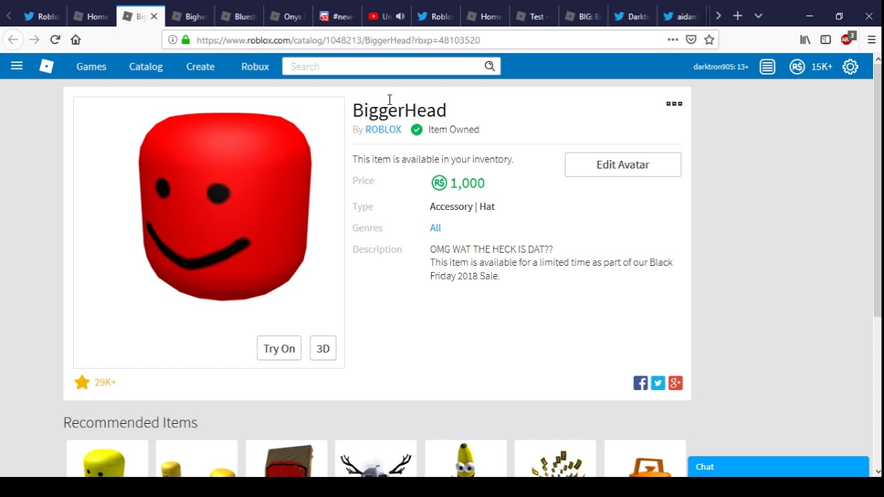 Big Head And Bigger Head Are On Sale And A New Mohawk Roblox