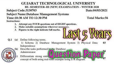 2130703- Database Management Systems #gtu #exampaper #pyqpaper #engineering #questionbank #pyq