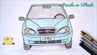 Как нарисовать машину ЗАЗ Ланос просто карандашами How to Draw Car ZAZ Lanos Simple Auto Drawing