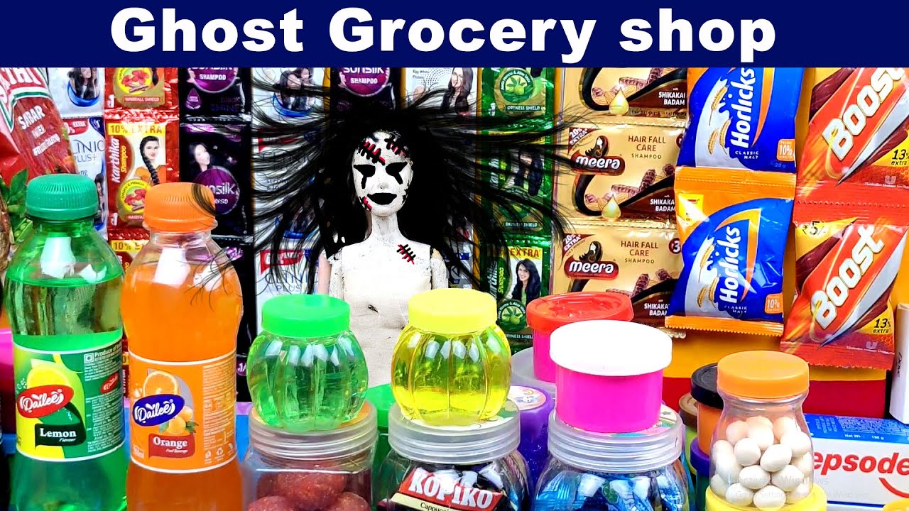 Ghost Grocery shop | barbie videos | barbie doll | barbie stories | Mini Foodies |