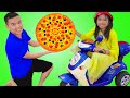 温迪假装玩披萨店和音乐踏板车玩具 Wendy Pretend Play Pizza Delivery Shop with Musical Scooter