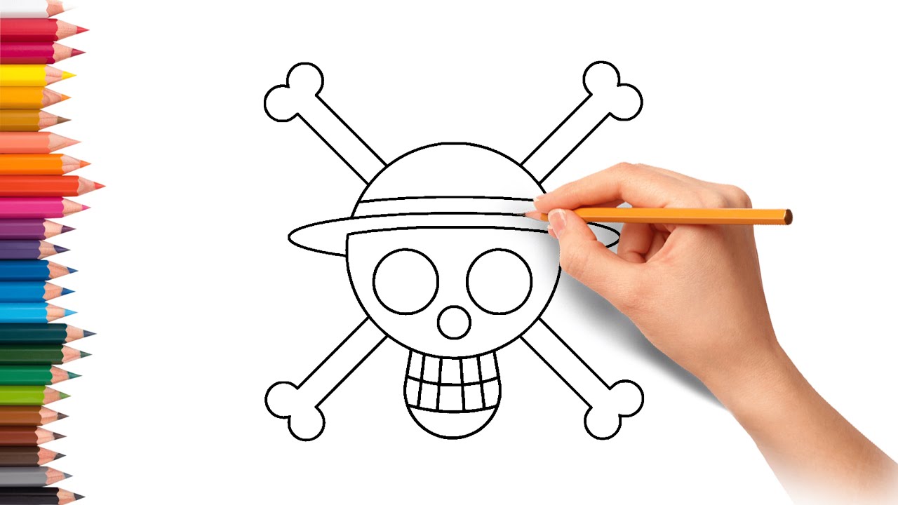 How to Draw the Luffy Pirates' One Piece Logo | Easy Tutorial for ...