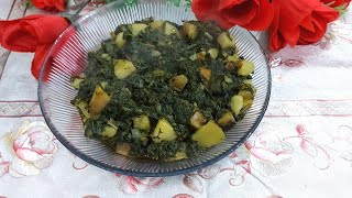 How to make spinach  with potato @Anmol kitchen with food knowledge 👍