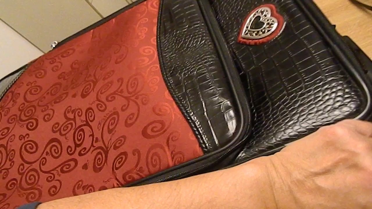Brighton Luggage Red Black Croc Leather Trim Side Wheeler Duffel Purse Bag Carry On For Sale On Ebay