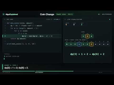 Coin Change Explained: Fewest Coins with Dynamic Programming (Python)