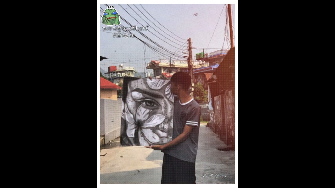 Big girl face sketch in chart paper 