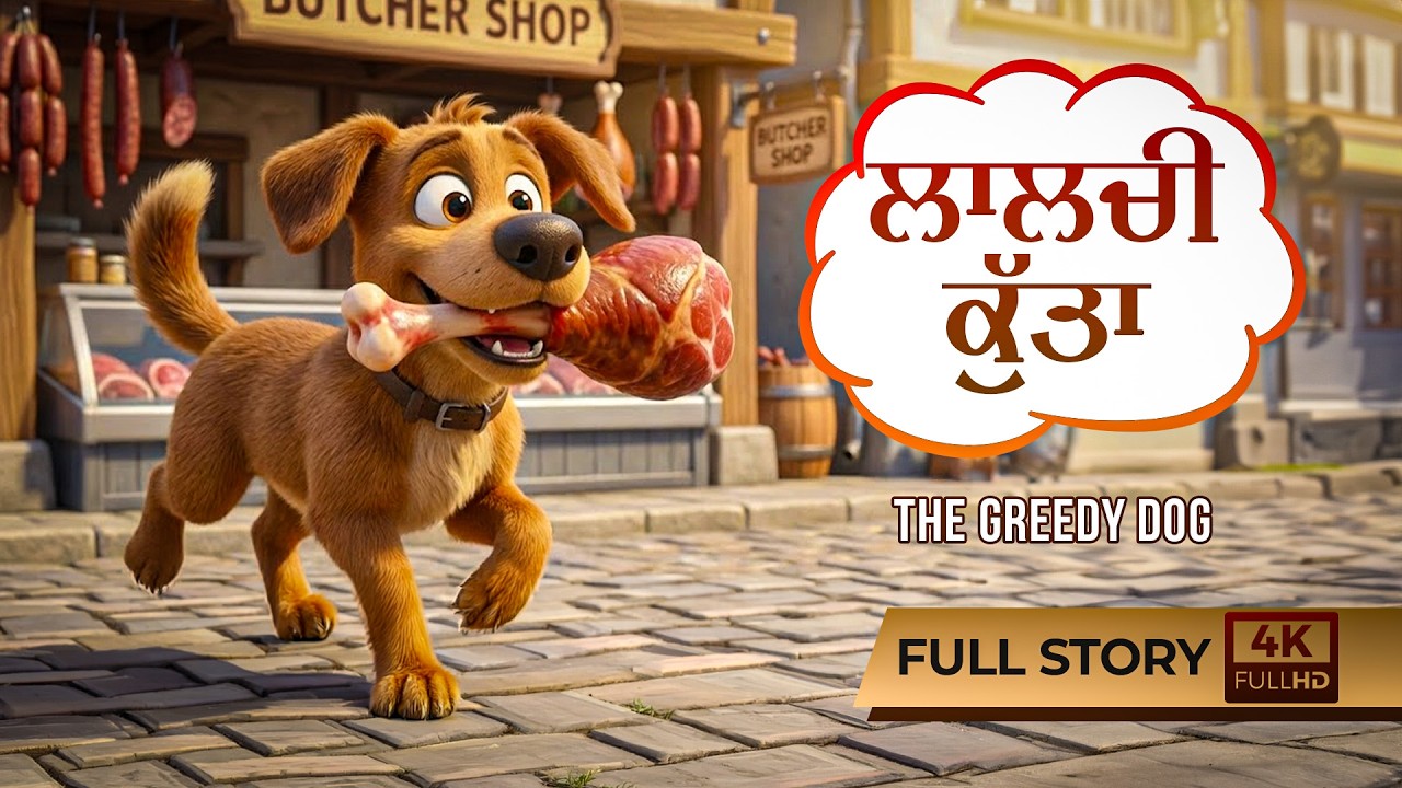 The Greedy Dog | ਲਾਲਚੀ ਕੁੱਤਾ | Kids Moral Stories | Bedtime Stories #learnpunjabi #kidsvideo