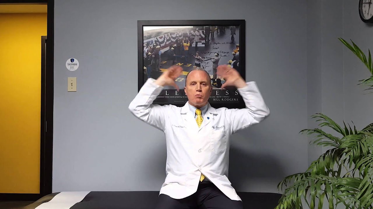 Exercises for neck pain/headaches demonstrated by Cranberry Township/North Pittsburgh Chiropractor.