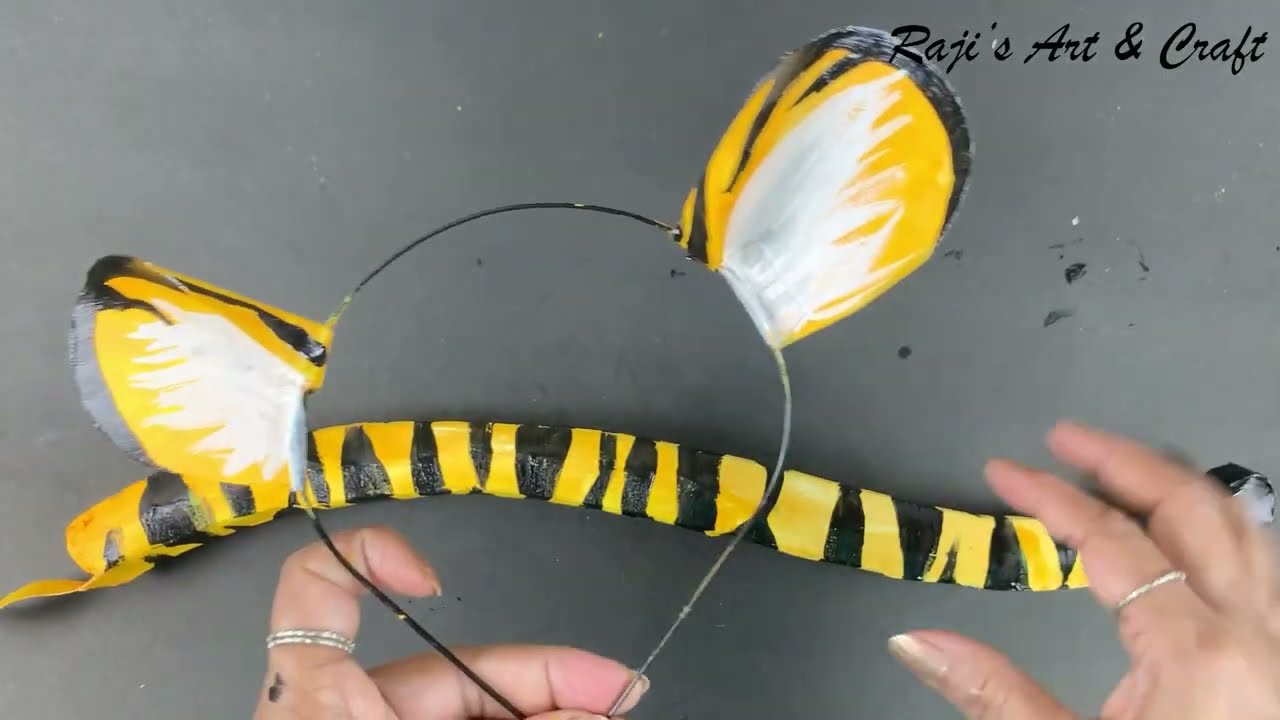 How to make Tiger headgear and Tail / Birthday Party theme idea / Tiger headband paper craft / DIY/