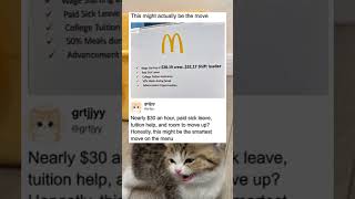 McDonald’s great job benefits 🍟 #meme #work #jobs