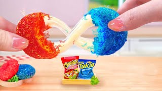 Takis Vs Cheetos Challenge  How To Make Miniature Fried Donut with Cheetos or Takis ☃By Tiny Foods