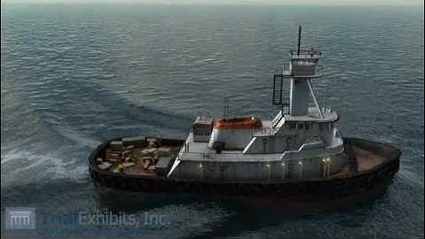 3D Animation - Tugboat with propeller shaft