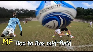 Footballer MF Box to Box mid-fielder eye view