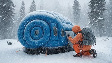 CAMPING IN HEAVY RAIN WITH THE CRAZIEST THUNDER // struggling to build a shelter in crazy rain