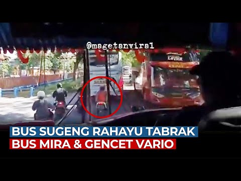 Detik-detik Kecelakaan Bus Sugeng Rahayu Tabrak Bus Mira dan Gencet Honda Vario di Ngawi