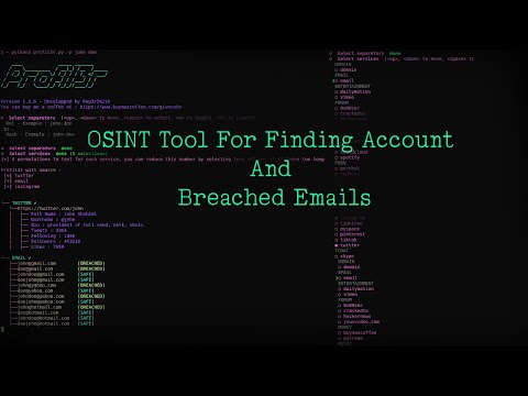 Profil3r - OSINT tool that allows you to find a person's accounts and breached emails | Kali Linux |