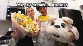 Surprising my GF with flowers dressed as a BUNNY | Vlog