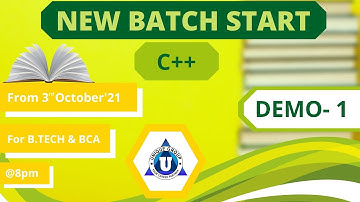 C++ Tutorial for Beginners Full Course in Hindi | C++ Programming for #bca #b.tech | C++ | Demo - 01