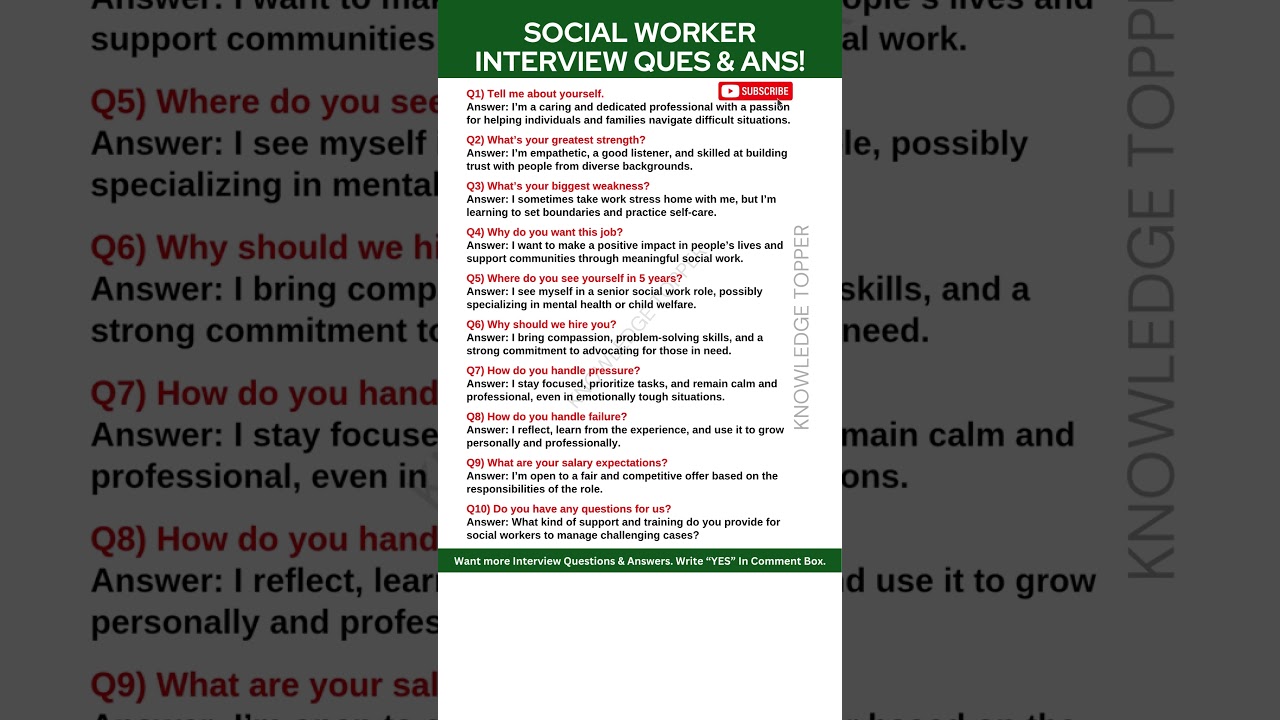 Social Worker Interview Questions and Answers