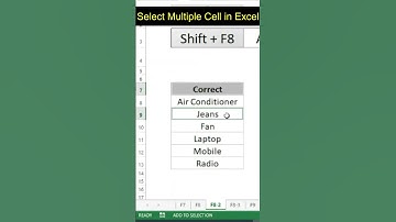 Select Multiple Cell in Excel #shortsvideo #shorts #excel