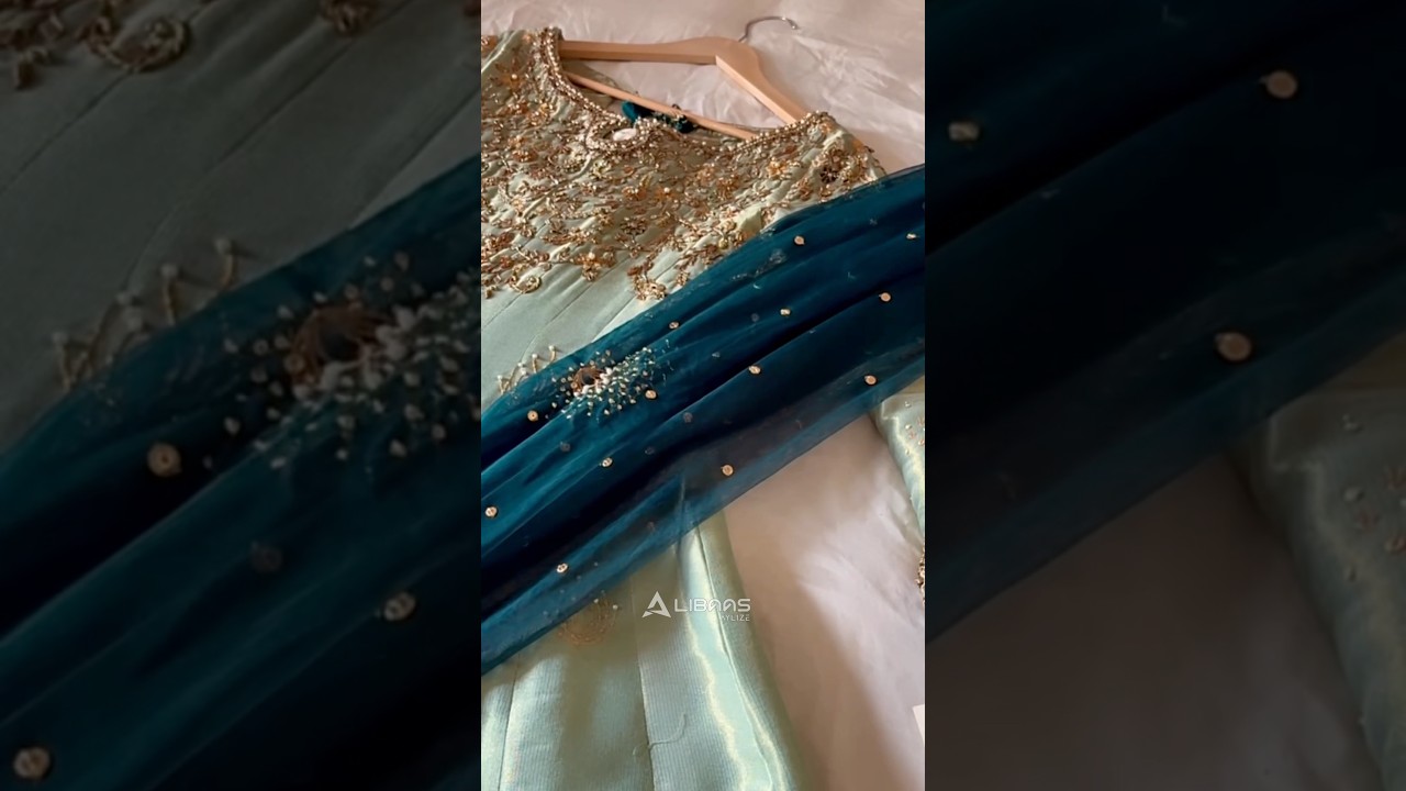 Royal Mint Green Bridal Dress | Elegant Handwork Embroidered suit 