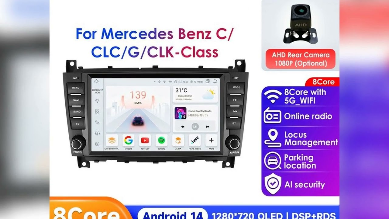 A must-have product! 4G-LTE Carplay Android Car Radio GPS for Mercedes Benz C-Class W203/CLC W203