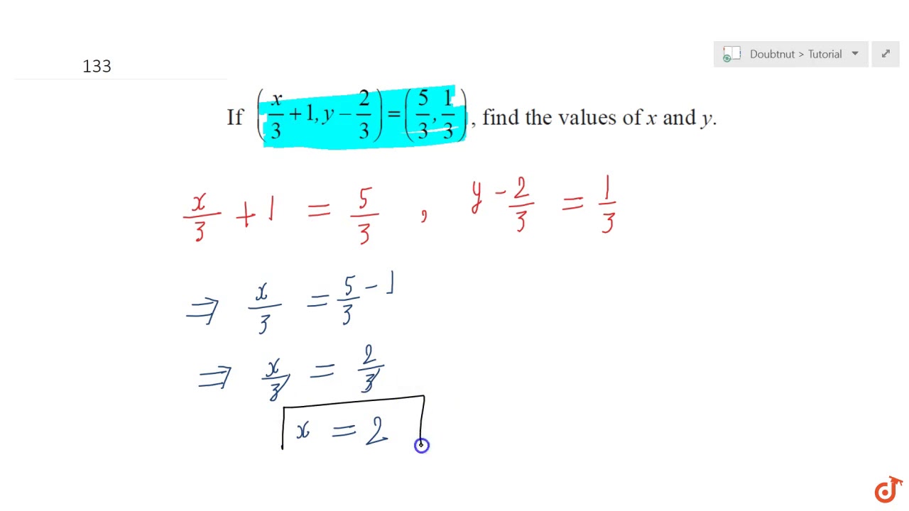 If X 3 1 Y 2 3 5 3 1 3 Find The Values Of X And Y Youtube