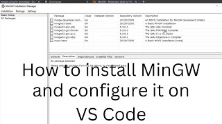 how to install visual studio code and how to configure mingw compiler on it for c