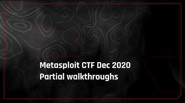 Metasploit CTF Dec 2020 Partial Walkthrough